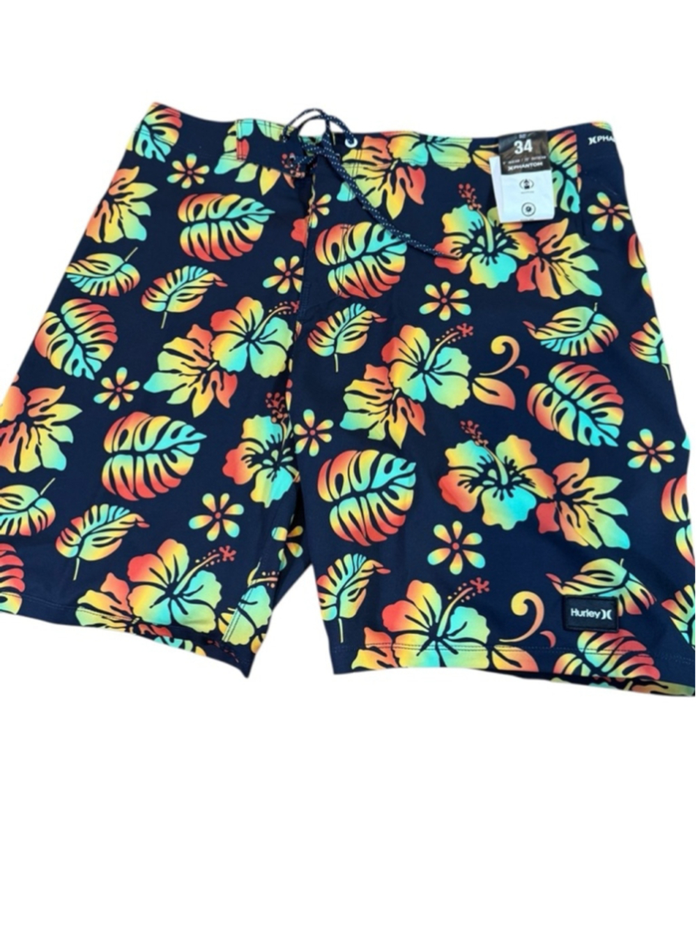 Men's Hurley phantom Swim Trunks Size 34 Black Multi-color Floral - Picture 1 of 4